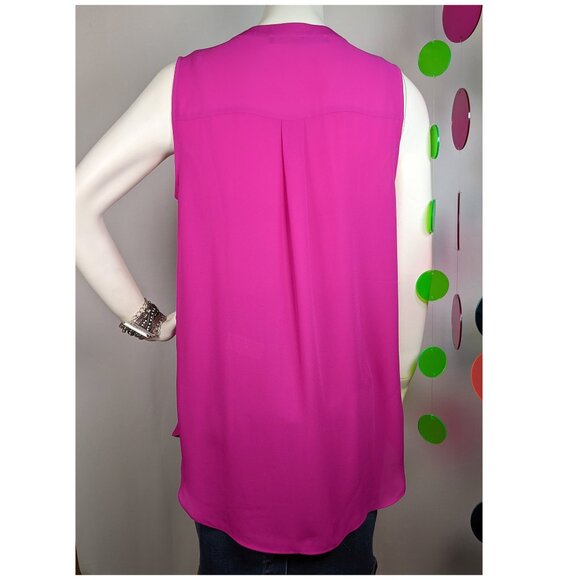 New CYNTHIA STEFFE V-Neck Sleeveless Hi Lo Tunic Top Blouse ~ Fuchsia Pink Small - Picture 4 of 8